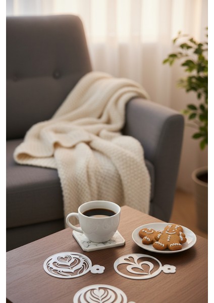 Kahve Şablonu, Kahve Süsleme Seti, Tatlı Süsleme Seti, 4'lü Set indirimleri