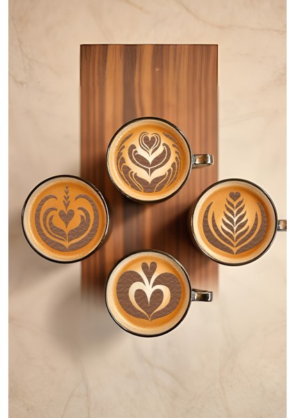 Kahve Şablonu, Kahve Süsleme Seti, Tatlı Süsleme Seti, 4'lü Set