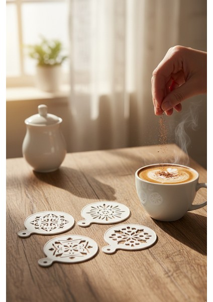 Kahve Şablonu, Kahve Süsleme Seti, Tatlı Süsleme Seti, 4'lü Set