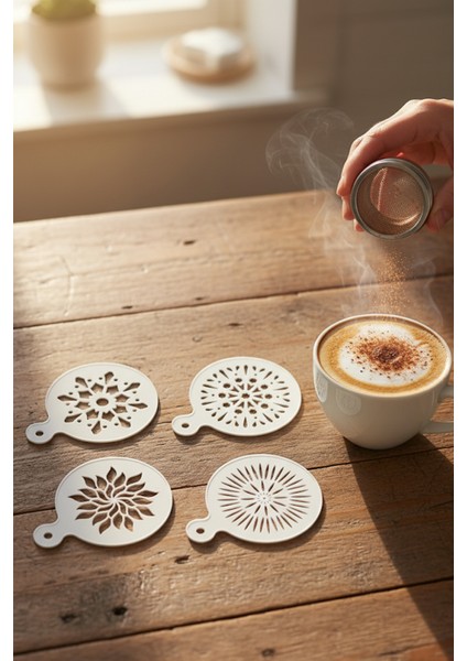 Kahve Şablonu, Kahve Süsleme Seti, Tatlı Süsleme Seti, 4'lü Set fiyatları
