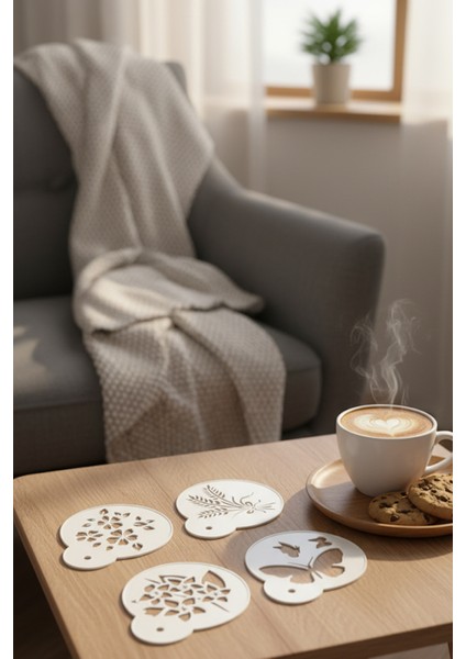 Kahve Şablonu, Kahve Süsleme Seti, Tatlı Süsleme Seti, 4'lü Set