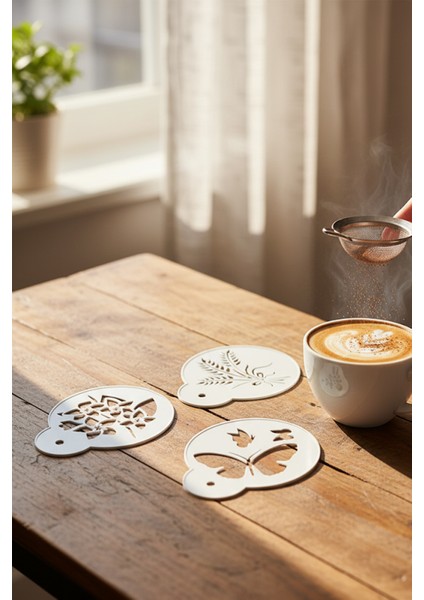 Kahve Şablonu, Kahve Süsleme Seti, Tatlı Süsleme Seti, 4'lü Set indirimleri