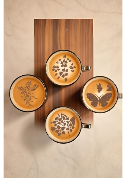 Kahve Şablonu, Kahve Süsleme Seti, Tatlı Süsleme Seti, 4'lü Set