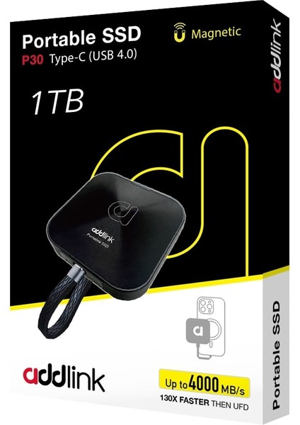 P30 1TB 4000-3600 Mb/s USB 4.0 (40GBPS) Type-C Portable Taşınabilir SSD AD1TBP30B4K modelleri