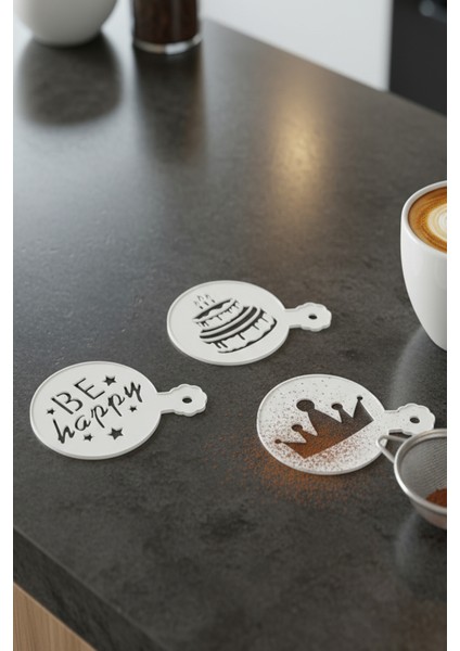 Kahve Şablonu, Kahve Süsleme Seti, Tatlı Süsleme Seti, 4'lü Set fiyatları
