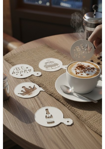 Kahve Şablonu, Kahve Süsleme Seti, Tatlı Süsleme Seti, 4'lü Set modelleri