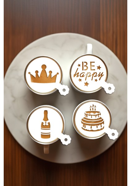 Kahve Şablonu, Kahve Süsleme Seti, Tatlı Süsleme Seti, 4'lü Set indirimleri