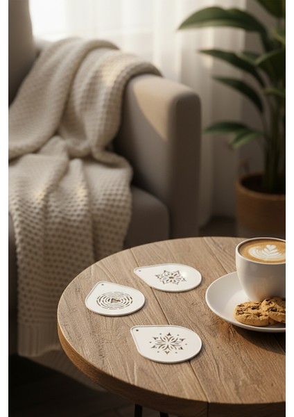 Kahve Şablonu, Kahve Süsleme Seti, Tatlı Süsleme Seti, 4'lü Set