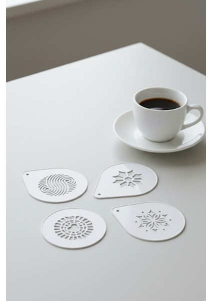Kahve Şablonu, Kahve Süsleme Seti, Tatlı Süsleme Seti, 4'lü Set fiyatları
