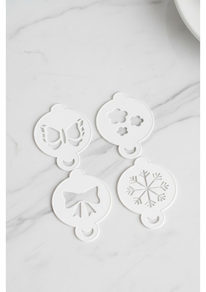 Kahve Şablonu, Kahve Süsleme Seti, Tatlı Süsleme Seti, 4'lü Set