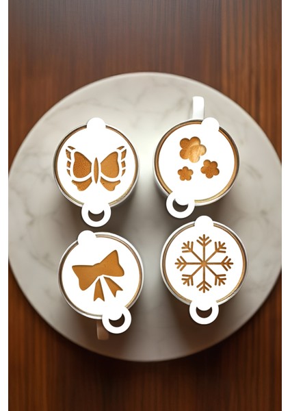 Kahve Şablonu, Kahve Süsleme Seti, Tatlı Süsleme Seti, 4'lü Set fırsatları