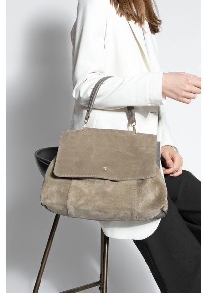Kadın Hakiki Deri Fermuarlı Çıkabilen İç Cepli El ve Omuz Çantası Ornis Vizon Süet fiyatları