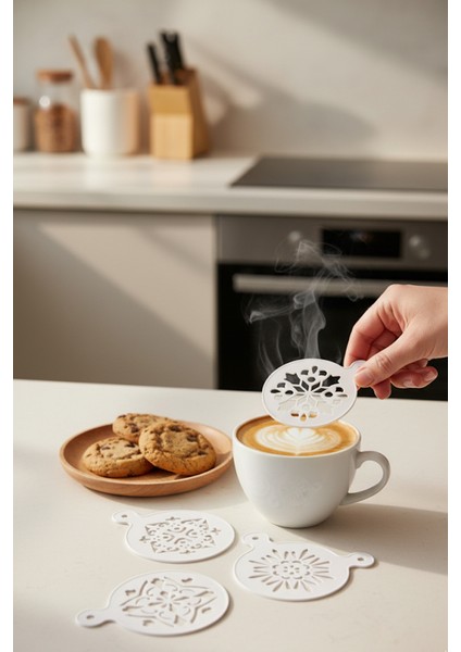 Kahve Şablonu, Kahve Süsleme Seti, Tatlı Süsleme Seti, 4'lü Set indirimleri