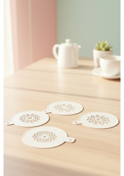 Kahve Şablonu, Kahve Süsleme Seti, Tatlı Süsleme Seti, 4'lü Set modelleri