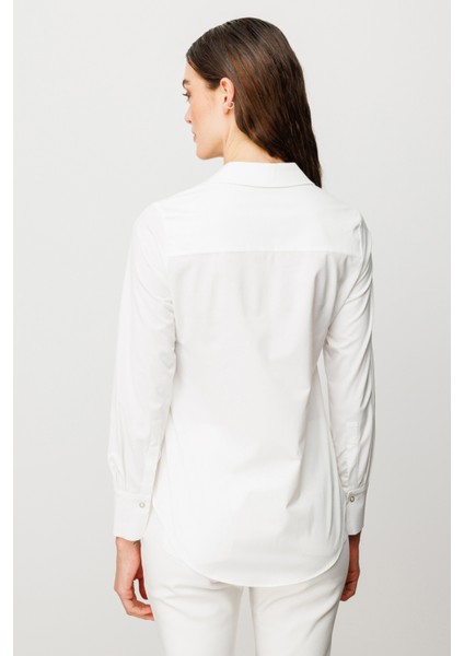 Kadın Düğmeli Poplin Gömlek 3006 Ekru fırsatları