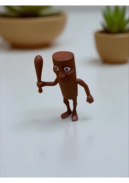 Brainrot Tung Tung Figür Karakter Kahverengi, Canlı Heyecan Verici Renkler