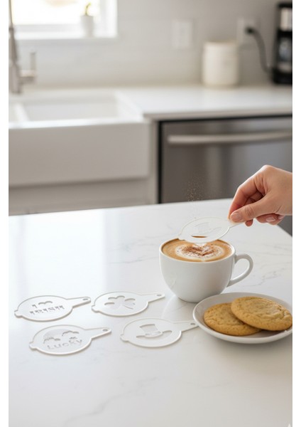 Kahve Şablonu, Kahve Süsleme Seti, Tatlı Süsleme Seti, 4'lü Set