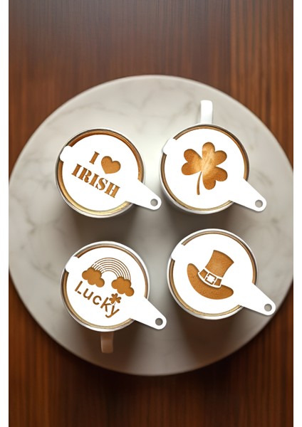 Kahve Şablonu, Kahve Süsleme Seti, Tatlı Süsleme Seti, 4'lü Set modelleri