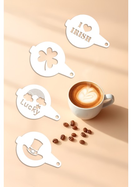 Kahve Şablonu, Kahve Süsleme Seti, Tatlı Süsleme Seti, 4'lü Set indirimleri