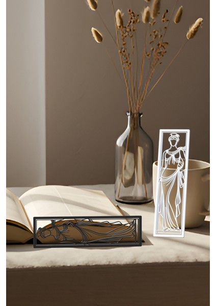 Antik Kitap Ayracı, Modern Tasarım, Hafif ve Şık 2’li, Siyah ve Beyazın Modern Uyumu