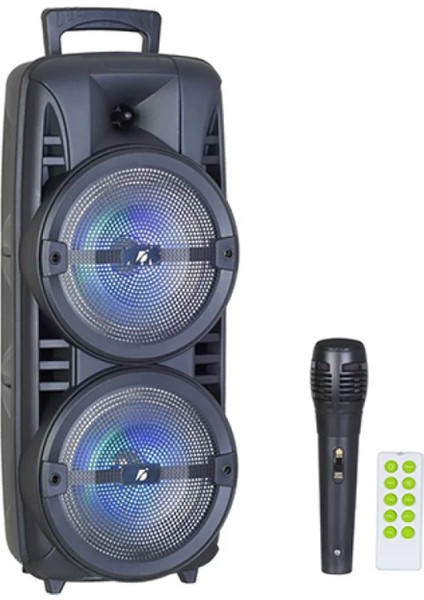1745 Rgb Ledli Kablolu Mikrofonlu Radyolu Taşınabilir Bluetooth Hoparlör Parti Speaker