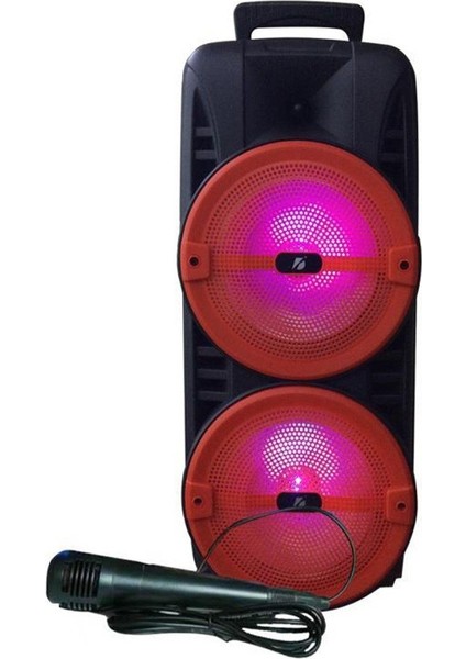 1745 Rgb Ledli Kablolu Mikrofonlu Radyolu Taşınabilir Bluetooth Hoparlör Parti Speaker fırsatları