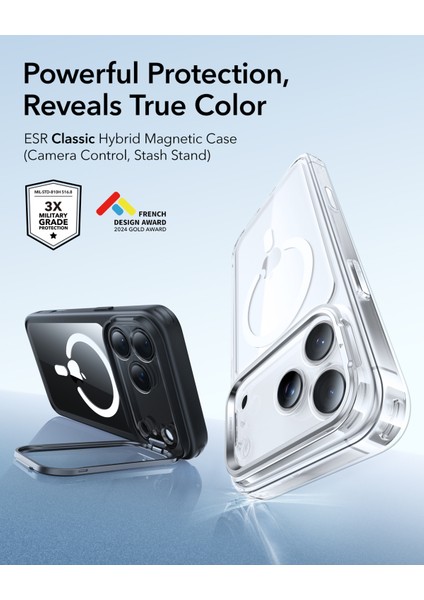 Apple iPhone 17 Pro Classic Hybrid Magsafe Standlı Kılıf - Kamera Kontrol Buton modelleri