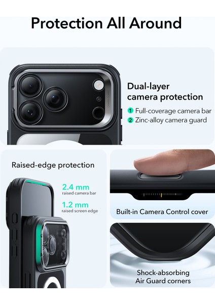 Apple iPhone 17 Pro Classic Hybrid Magsafe Standlı Kılıf - Kamera Kontrol Buton