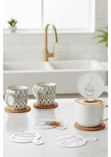 Kahve Şablonu, Kahve Süsleme Seti, Tatlı Süsleme Seti, 4'lü Set fiyatları