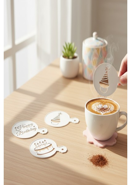 Kahve Şablonu, Kahve Süsleme Seti, Tatlı Süsleme Seti, 4'lü Set modelleri