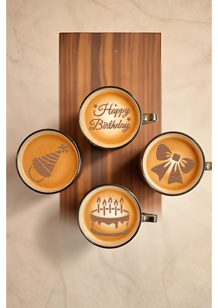 Kahve Şablonu, Kahve Süsleme Seti, Tatlı Süsleme Seti, 4'lü Set indirimleri