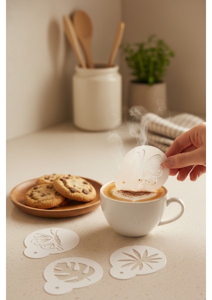 Kahve Şablonu, Kahve Süsleme Seti, Tatlı Süsleme Seti, 4'lü Set modelleri