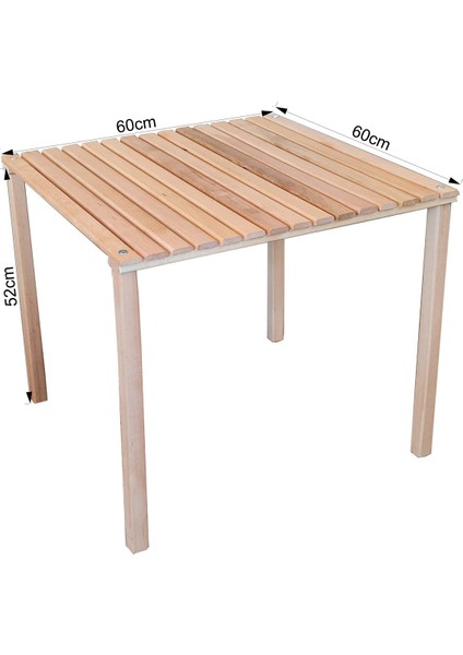 Ahşap, Kamp, Balkon Bahçe Plaj Piknik Sehpası, Kamp MASASI-60X60 Yükseklik: 50 cm