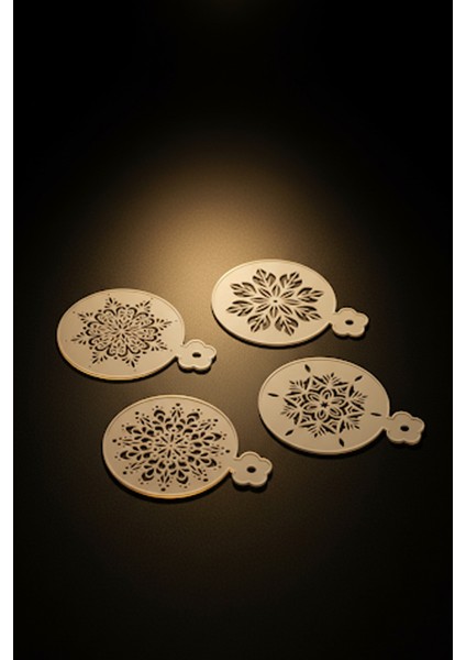 Kahve Şablonu, Kahve Süsleme Seti, Tatlı Süsleme Seti, 4'lü Set modelleri