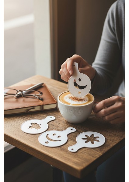 Kahve Şablonu, Kahve Süsleme Seti, Tatlı Süsleme Seti, 4'lü Set fiyatları