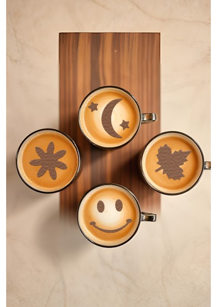 Kahve Şablonu, Kahve Süsleme Seti, Tatlı Süsleme Seti, 4'lü Set