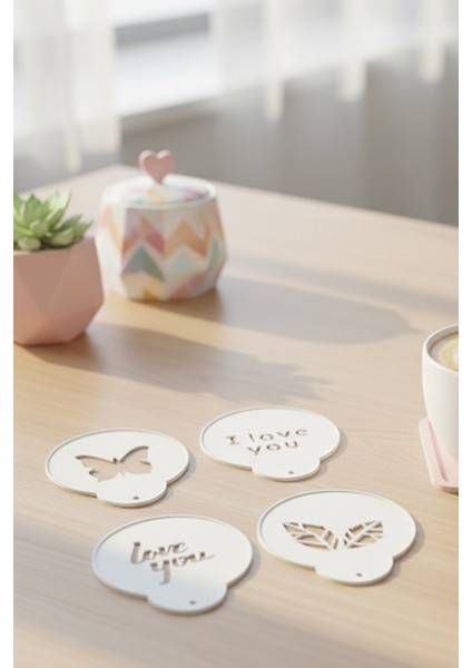 Kahve Şablonu, Kahve Süsleme Seti, Tatlı Süsleme Seti, 4'lü Set fiyatları