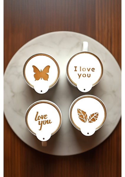 Kahve Şablonu, Kahve Süsleme Seti, Tatlı Süsleme Seti, 4'lü Set indirimleri