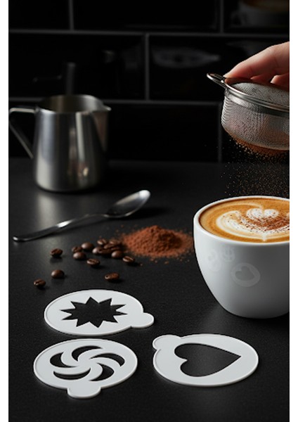 Kahve Şablonu, Kahve Süsleme Seti, Tatlı Süsleme Seti, 4'lü Set fiyatları
