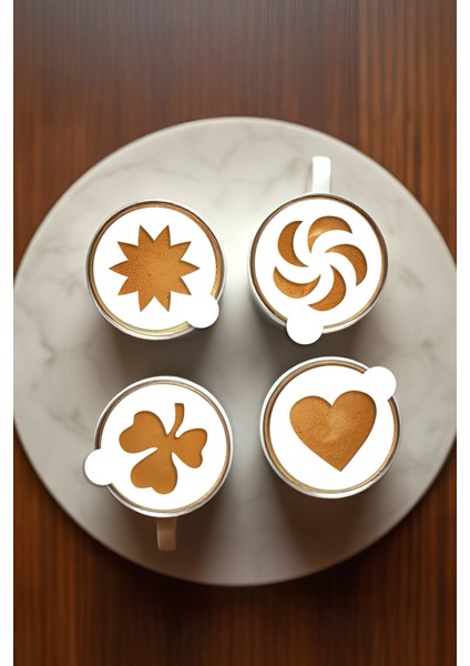 Kahve Şablonu, Kahve Süsleme Seti, Tatlı Süsleme Seti, 4'lü Set indirimleri