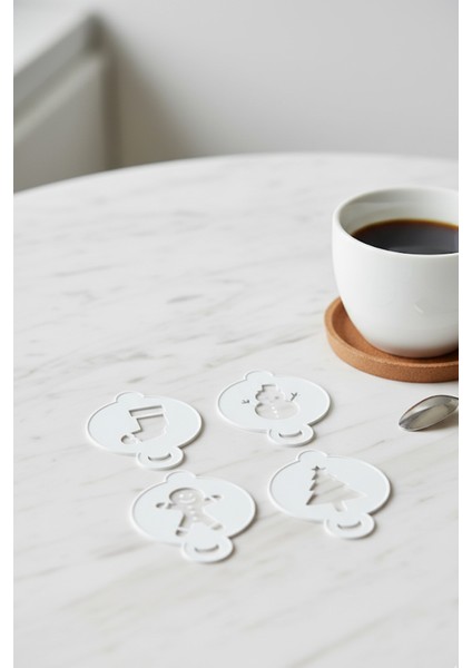 Kahve Şablonu, Kahve Süsleme Seti, Tatlı Süsleme Seti, 4'lü Set