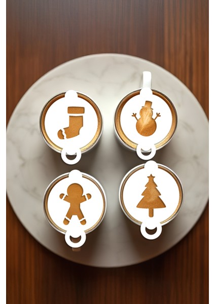 Kahve Şablonu, Kahve Süsleme Seti, Tatlı Süsleme Seti, 4'lü Set indirimleri