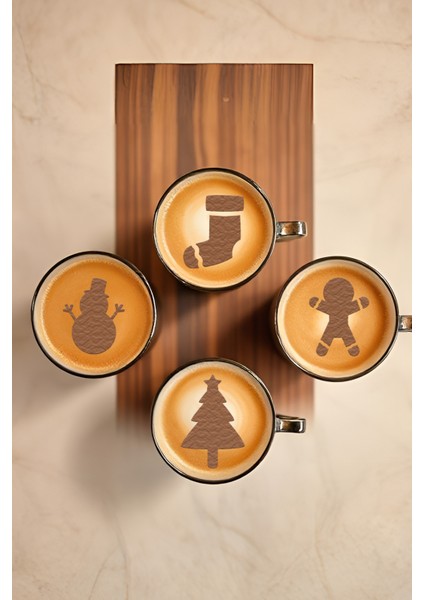 Kahve Şablonu, Kahve Süsleme Seti, Tatlı Süsleme Seti, 4'lü Set