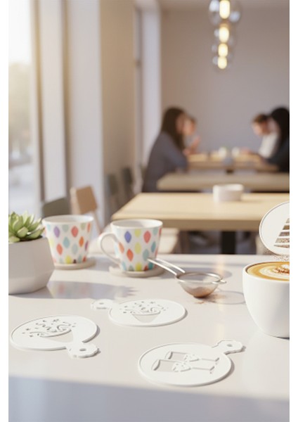 Kahve Şablonu, Kahve Süsleme Seti, Tatlı Süsleme Seti, 4'lü Set modelleri