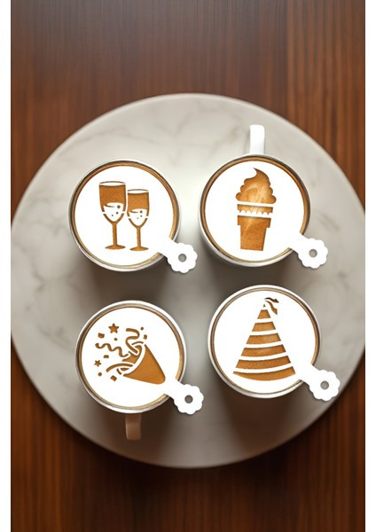 Kahve Şablonu, Kahve Süsleme Seti, Tatlı Süsleme Seti, 4'lü Set fırsatları