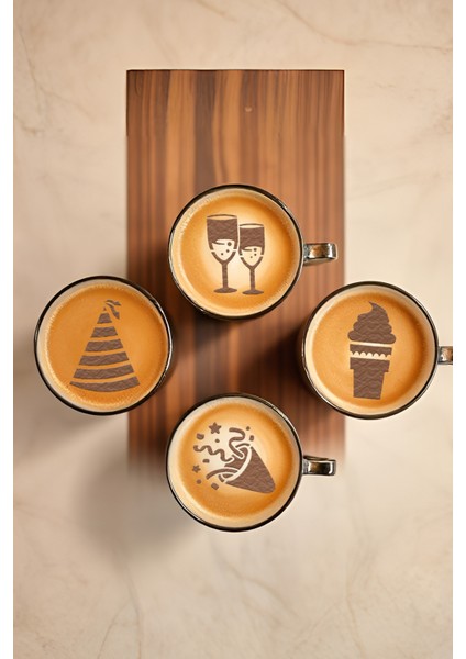 Kahve Şablonu, Kahve Süsleme Seti, Tatlı Süsleme Seti, 4'lü Set indirimleri