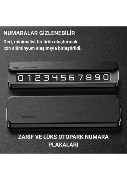 Deri Kapaklı Gizlenebilir Alüminyum Araç Park Telefon Numaratörü Geçici Park Numaratör Plakalık fiyatları