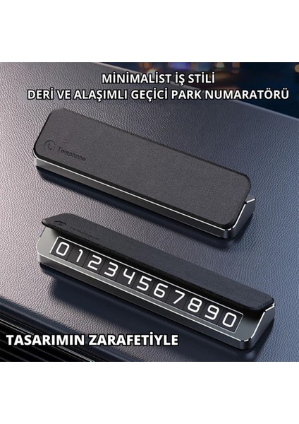 Deri Kapaklı Gizlenebilir Alüminyum Araç Park Telefon Numaratörü Geçici Park Numaratör Plakalık fırsatları