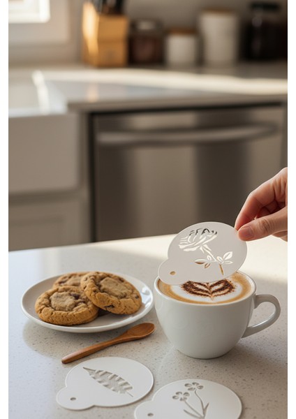 Kahve Şablonu, Kahve Süsleme Seti, Tatlı Süsleme Seti, 4'lü Set modelleri