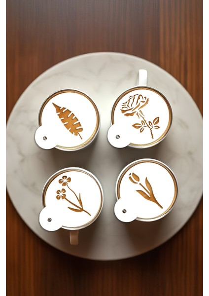 Kahve Şablonu, Kahve Süsleme Seti, Tatlı Süsleme Seti, 4'lü Set indirimleri